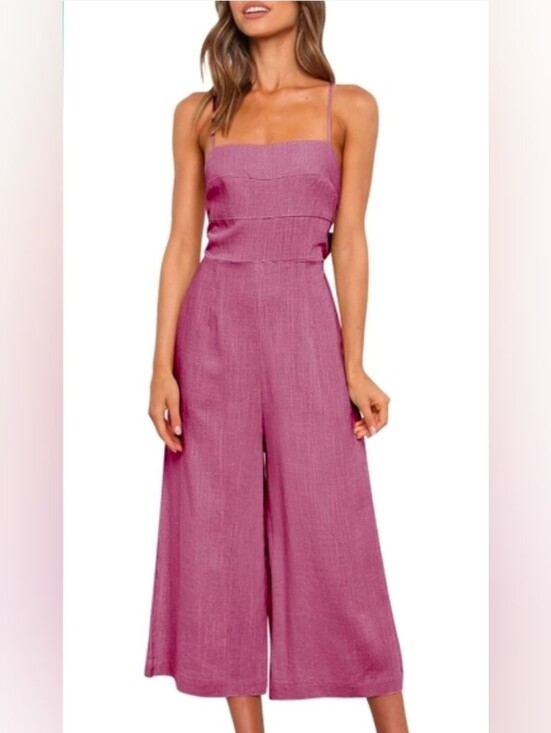 Pants - NWT-Anrabeas Women's Sphagetti Tie Back Sleeveless Wide Leg Pockets Jumpsuit.